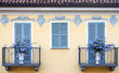 Bra (Cuneo): old decorated palace facade. Color image