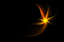 Abstract Fractal Yellow Spark Over Black Background