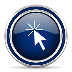 Fototapete - click here blue glossy web icon
