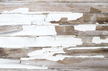Old White Paint Peeling On Wood Texture Horizontal