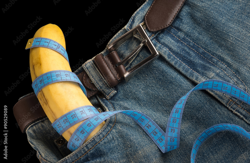 Klistermärke Big Banana Like The Penis In The Men's Jeans, Centimeter