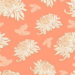  Floral seamless pattern with chrysanthemum on light orange 