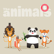 cute animals cartoon including lion fox panda and tiger