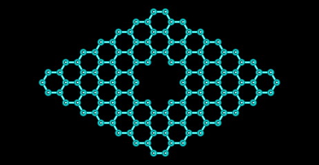 Wall Mural - Graphene molecular structure with a pore isolated on black