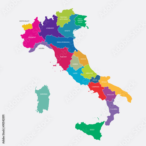 Italy Map Regions Colored Stock Vector Adobe Stock