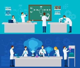 Wall Mural - scientist banner set