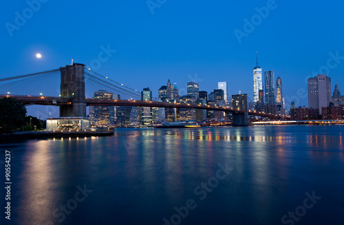 Stampe Skyline of Manhattan in New York at Night