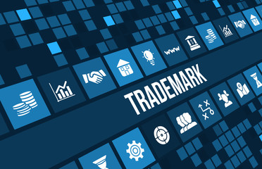 trademark concept image with business icons and copyspace.