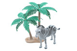 Fototapeta  - Toy Zebra with Trees