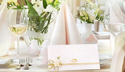 Invitation card on the Exquisitely decorated table