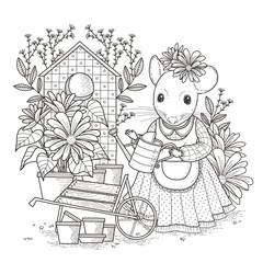 Wall Mural - adorable mouse coloring page