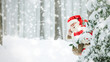 canvas print picture - Weihnachtsmann im verschneiten Wald