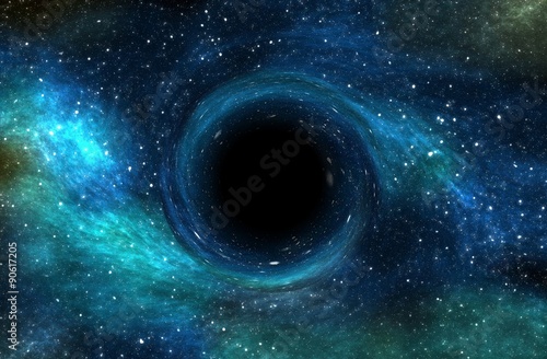 Trou noir sur champ d'étoiles dans l'espace Tableau sur Toile