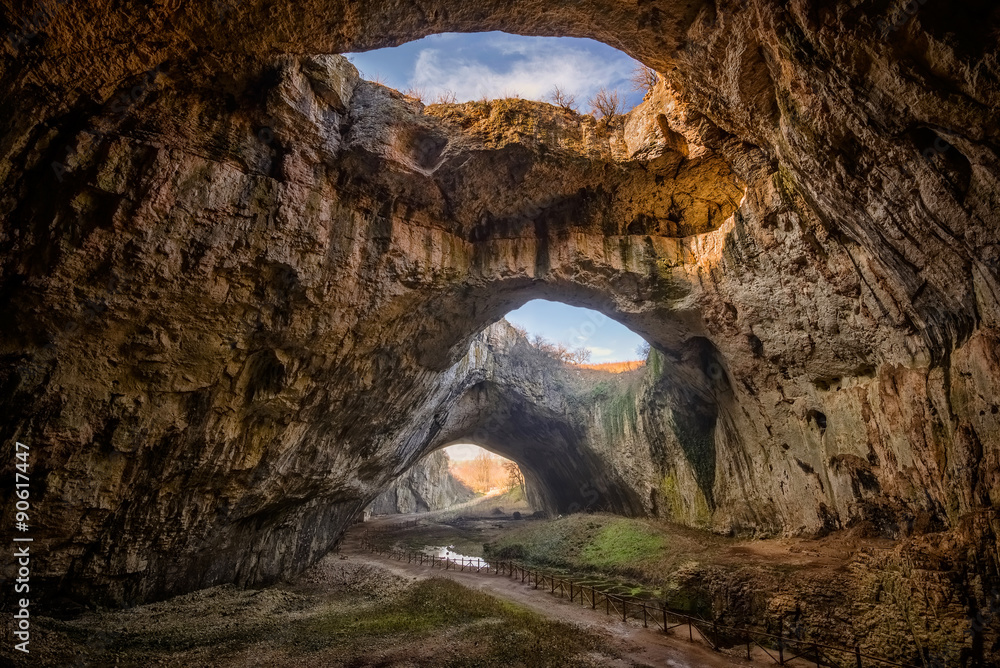 Magnificent view of the Devetaki cave, Bulgaria - obrazy, fototapety, plakaty 