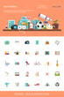 Header with modern flat design hobby icons and infographics elem
