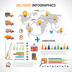 Canvas Print - Delivery flat infographics set