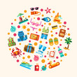 © Boyko.Pictures - Set of flat design seaside travel vacation icons and