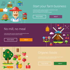 Wall Mural - Set of modern flat design farm and agriculture icons, elements