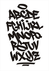 Vector graffiti font. Handwritten alphabet