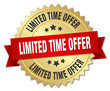 limited time offer 3d gold badge with red ribbon