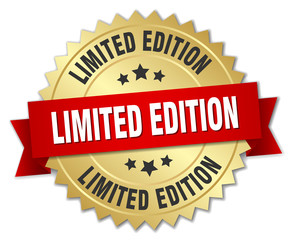 limited edition 3d gold badge with red ribbon