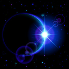 Wall Mural - dark planet with flare