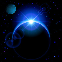 Wall Mural - dark planet with flare