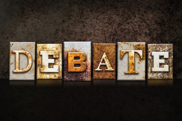 Sticker - Debate Letterpress Concept on Dark Background