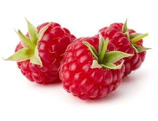 Wall Mural - ripe raspberries isolated on white background close up