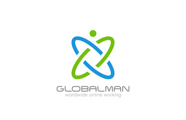 Poster - Digital Man Logo abstract design vector. Dna, Molecule icon