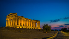 Concordia Temple In Sicily At Sunset