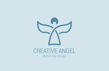 Poster - Angel Logo design vector. Church Logotype concept icon.