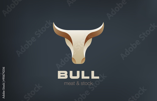 Fotografie, Obraz Bull Head Logo design vector icon. Stylish Taurus logotype