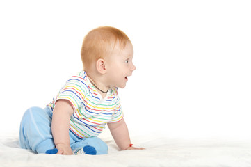 Adorable baby boy on blanket