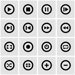 Wall Mural - vector black media buttons icon set