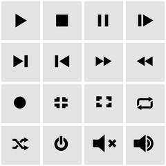 Wall Mural - vector black media player icon set