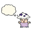 © lineartestpilot - cartoon little mushroom man with thought bubble