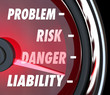 Problem Risk Danger Liability Speedometer Gauge Measure Exposure
