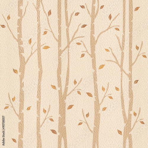 Obraz w ramie Abstract autumn trees - seamless background - wood texture