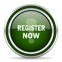 Aufkleber - register now green glossy web icon