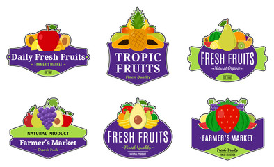 Wall Mural - Vintage Fruits Logos and Design Elements