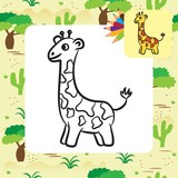 Fototapeta Dinusie - Cartoon giraffe. Coloring page. Vector illustration
