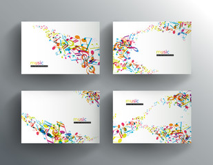 Wall Mural - set of website banners with colorful music notes.