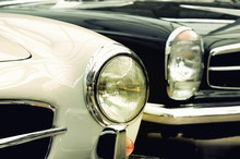 Headlights Old Cars In Vintage Style (good And Evil, Genesis, An