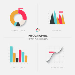 Set of vector flat design infographic charts and graphs