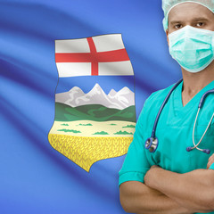 Wall Mural - Surgeon with Canadian province flag on background series - Alber