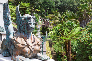 Fototapete - Sphinx statue at the Monte Palace. Funchal, Madeira, Portugal.