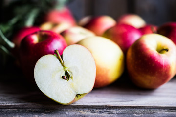 Canvas Print - Apples on rustic wooden background