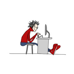 programmer at work, sketch for your design