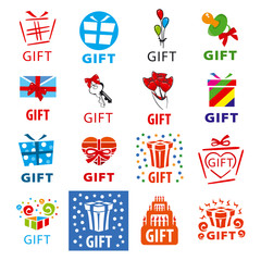 Wall Mural - large set of vector logos gifts